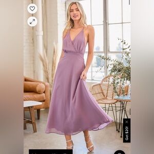 Resounding Beauty Dusty Purple Surplice Maxi Dress, Size Small